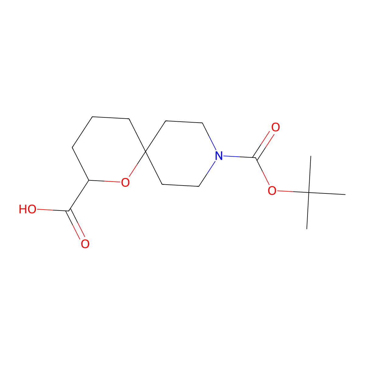 9-(tert-Butoxycarbonyl)-1-oxa-9-azaspiro[5.5]undecane-2-carboxylic acid molecular structure, CAS 1251007-93-8