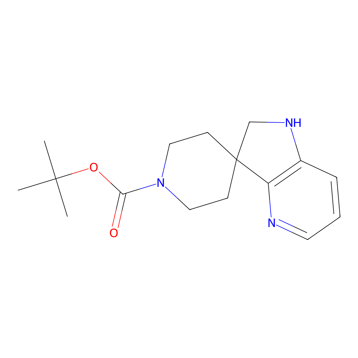 Tert-butyl spiro[1,2-dihydropyrrolo[3,2-b]pyridine-3,4'-piperidine]-1'-carboxylate molecular structure, CAS 1251008-17-9