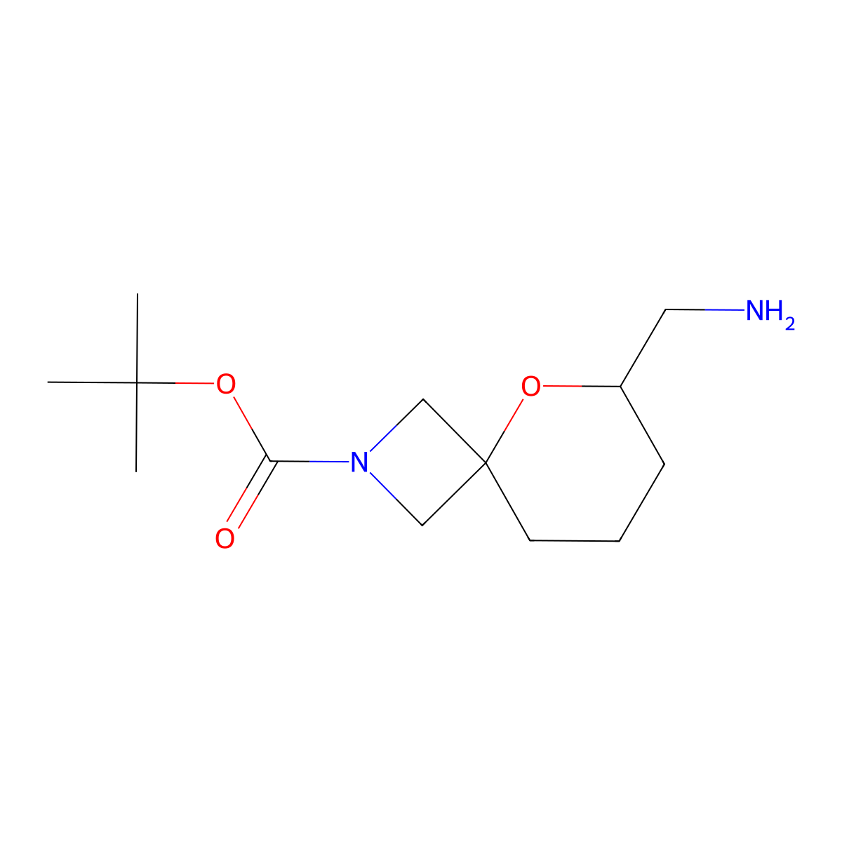 Tert-butyl 6-(aminomethyl)-5-oxa-2-azaspiro(3.5)nonane-2-carboxylate molecular structure, CAS 1251009-52-5