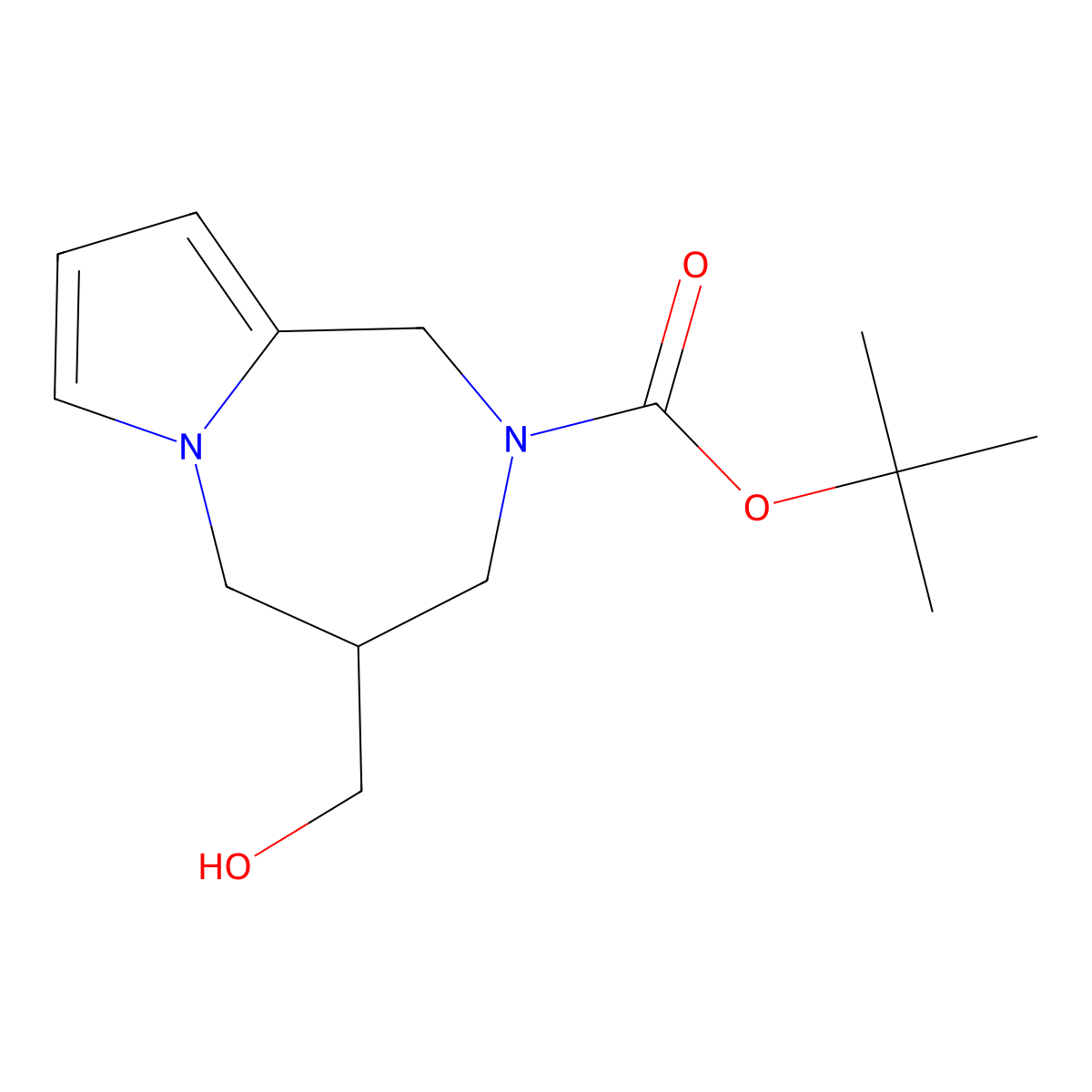 tert-butyl 4-(hydroxymethyl)-4,5-dihydro-1H-pyrrolo[1,2-a][1,4]diazepine-2(3H)-carboxylate molecular structure, CAS 1251009-83-2