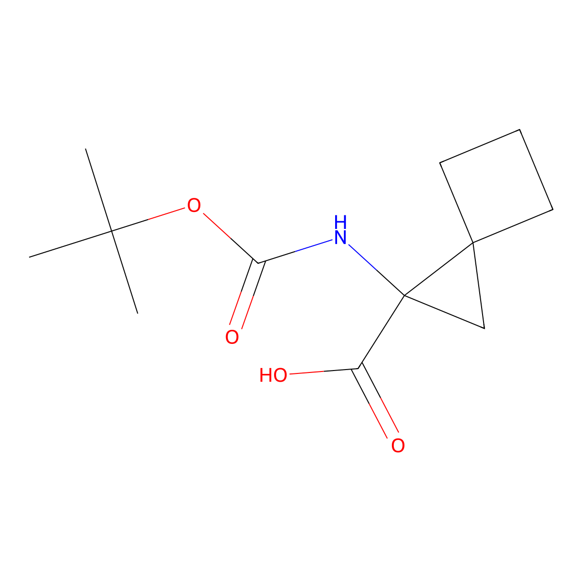 1-(((Tert-butoxy)carbonyl)amino)spiro(2.3)hexane-1-carboxylic acid molecular structure, CAS 1251009-97-8