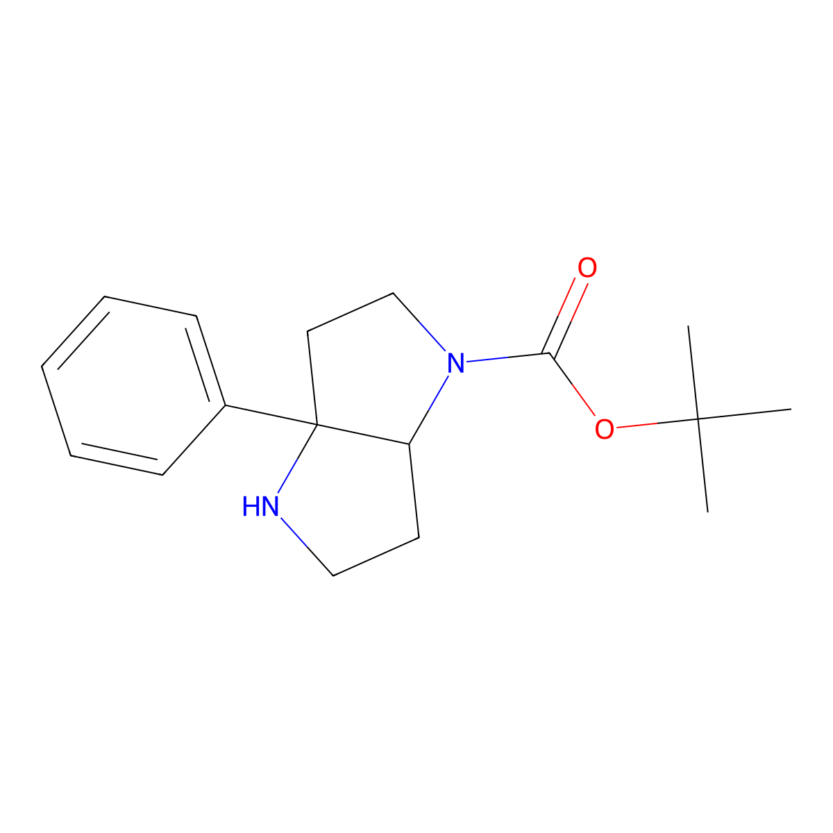 Pyrrolo[3,2-B]pyrrole-1(2H)-carboxylic acid, hexahydro-3A-phenyl-, 1,1-dimethylethyl ester molecular structure, CAS 1251010-74-8