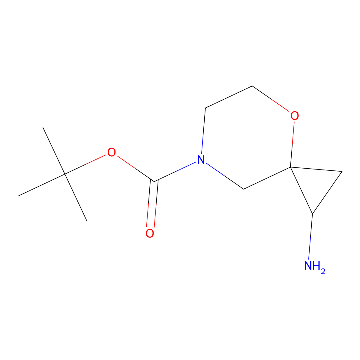 Tert-butyl 1-amino-4-oxa-7-azaspiro[2.5]octane-7-carboxylate molecular structure, CAS 1251011-33-2