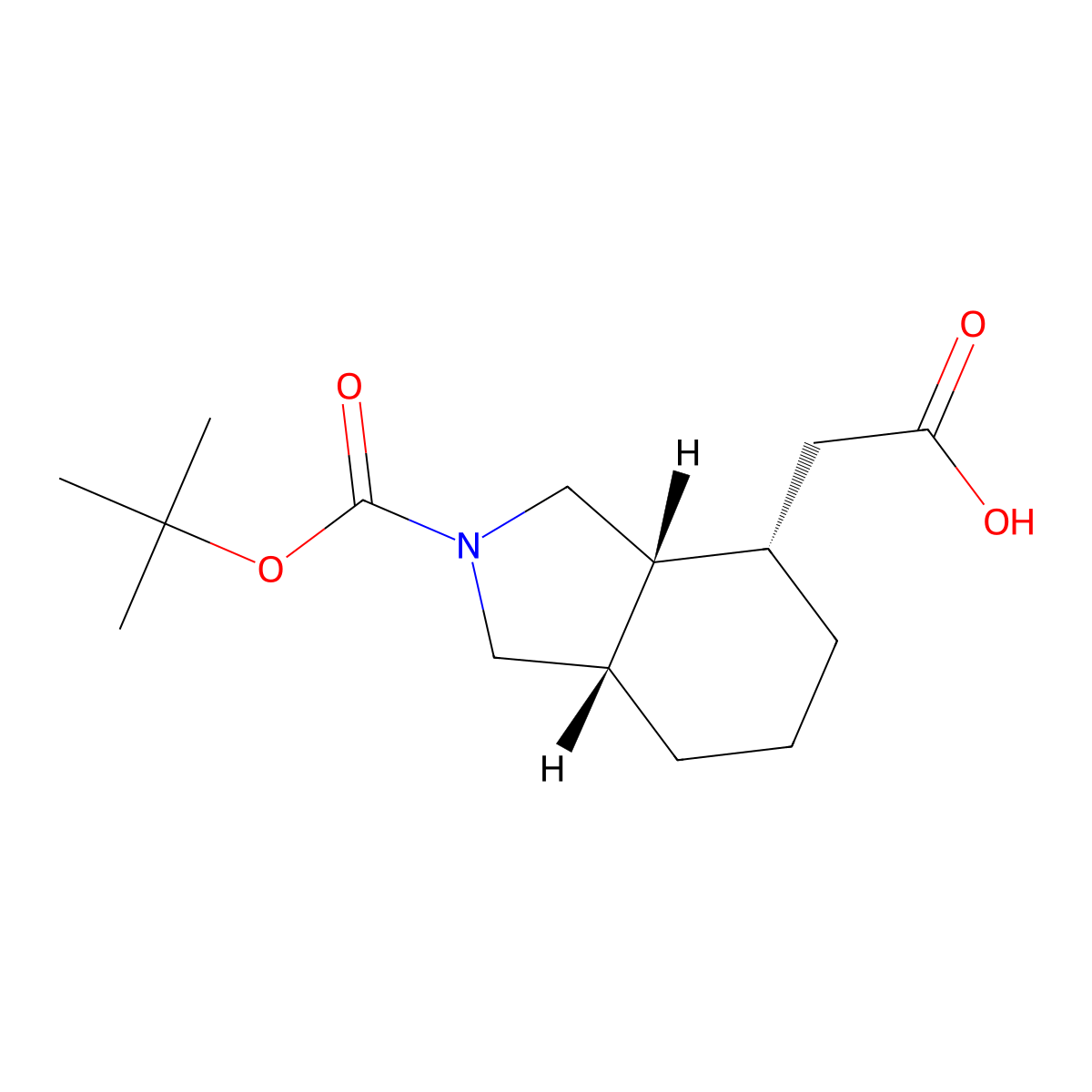 Racemic-2-((3aR,4S,7aS)-2-(tert-butoxycarbonyl)octahydro-1H-isoindol-4-yl)acetic acid molecular structure, CAS 1251012-17-5