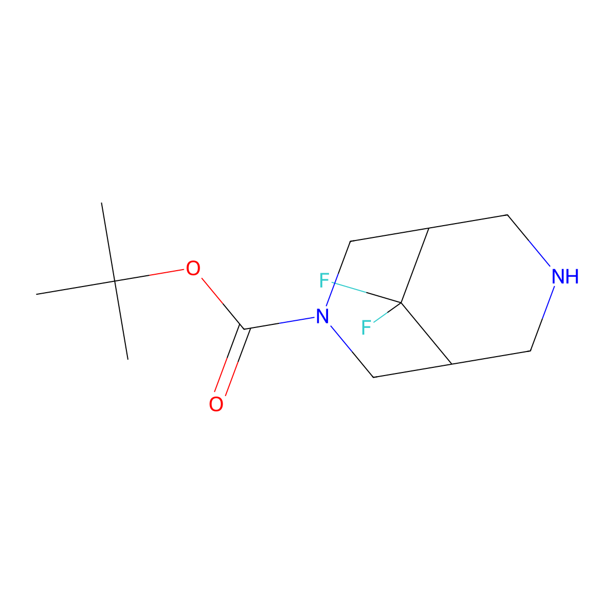 Tert-butyl 9,9-difluoro-3,7-diazabicyclo[3.3.1]nonane-3-carboxylate molecular structure, CAS 1251012-60-8