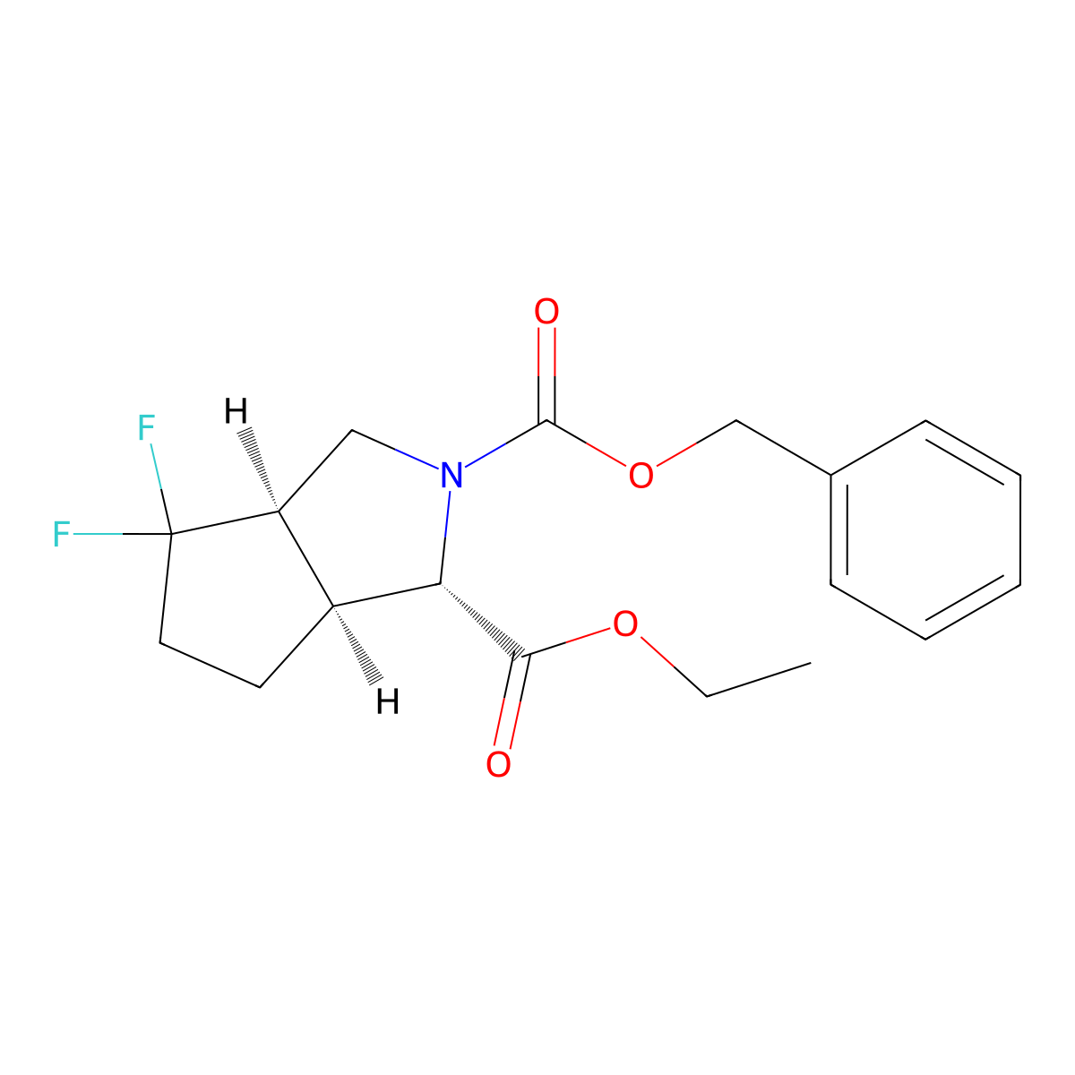 Ethyl 2-Cbz-3a-,6a-Dihydrogen-4,4-difluoro-hexahydro-cyclopenta[c]pyrrole-1-carboxylate molecular structure, CAS 1251012-69-7