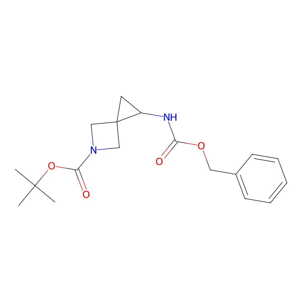 5-Azaspiro[2.3]hexane-5-carboxylic acid, 1-[[(phenylmethoxy)carbonyl]amino]-, 1,1-dimethylethyl ester molecular structure, CAS 1251012-85-7