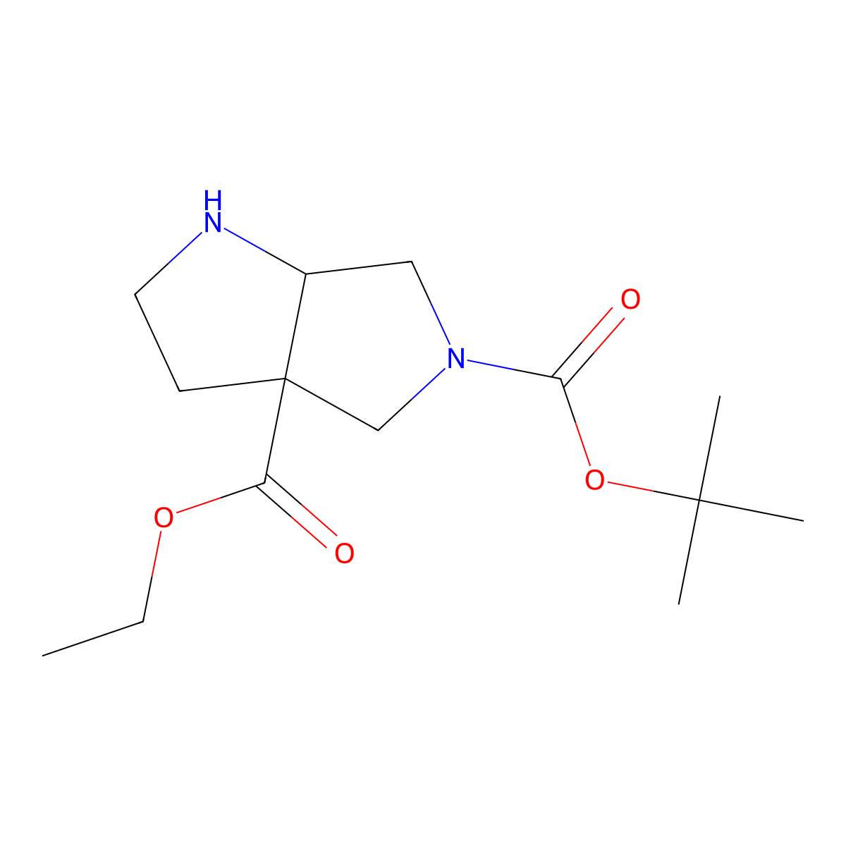 5-tert-Butyl 3a-ethylhexahydropyrrolo[3,4-b]pyrrole-3a,5(1h)-dicarboxylate molecular structure, CAS 1251013-37-2