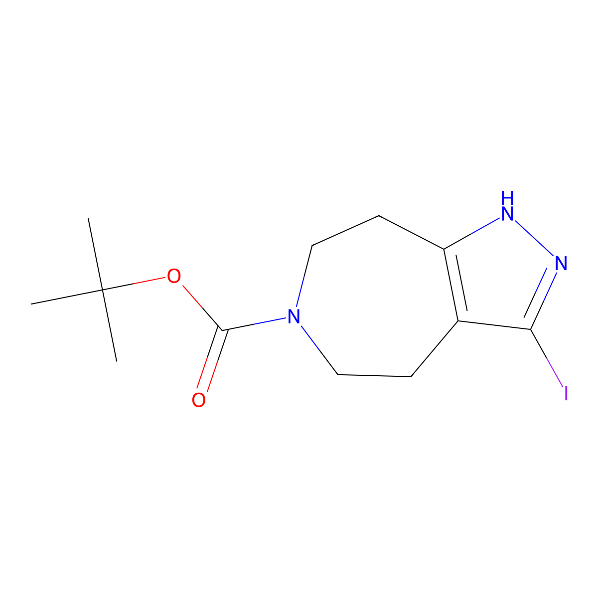 3-Iodo-4,5,7,8-Tetrahydro-1H-1,2,6-Triaza-Azulene-6-Carboxylic Acid Tert-Butyl Ester molecular structure, CAS 1251014-46-6