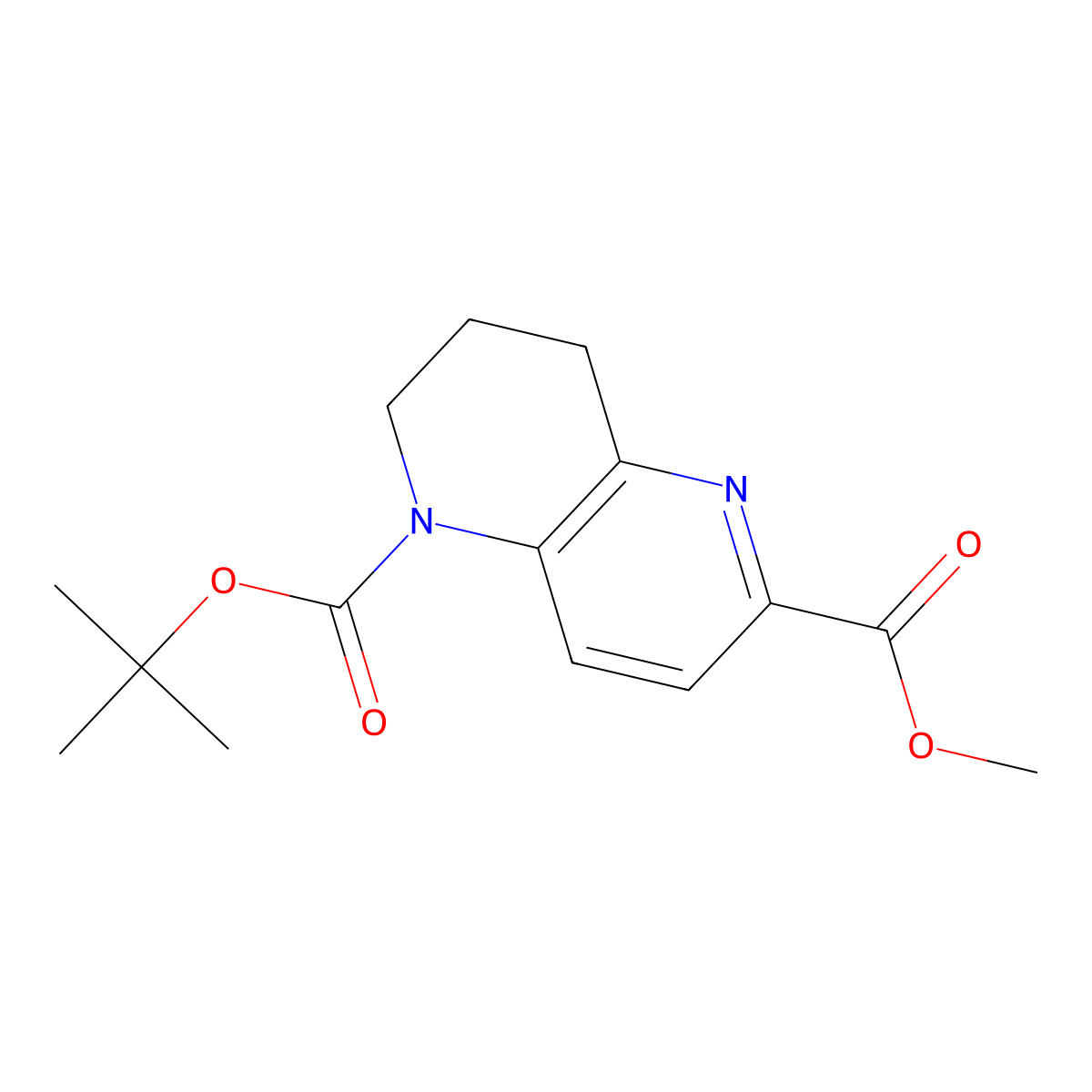 1-O-tert-Butyl 6-O-methyl 3,4-dihydro-2H-1,5-naphthyridine-1,6-dicarboxylate molecular structure, CAS 1251014-54-6