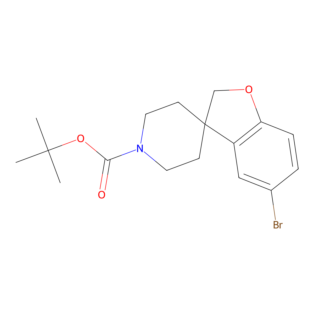 tert-Butyl 5-bromo-2H-spiro[benzofuran-3,4'-piperidine]-1'-carboxylate molecular structure, CAS 1251015-16-3