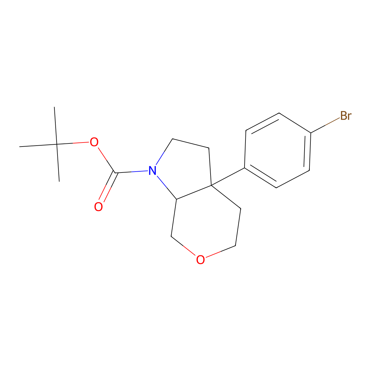 tert-Butyl 3a-(4-bromophenyl)hexahydropyrano[3,4-b]pyrrole-1(2H)-carboxylate molecular structure, CAS 1251015-93-6