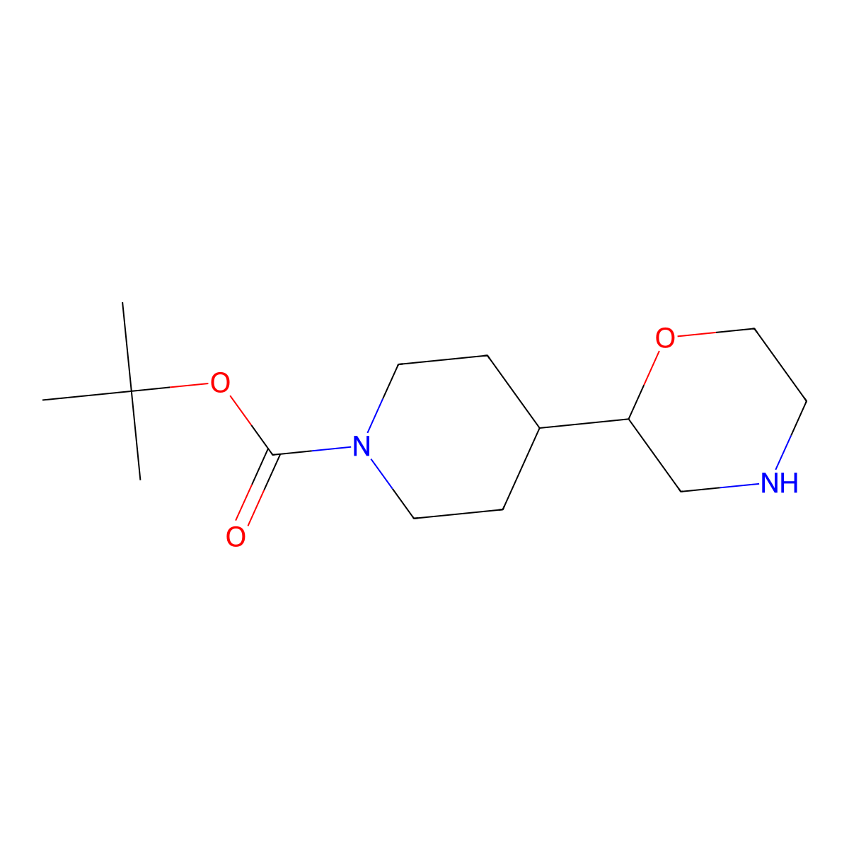 Tert-butyl 4-(morpholin-2-yl)piperidine-1-carboxylate molecular structure, CAS 1251016-09-7
