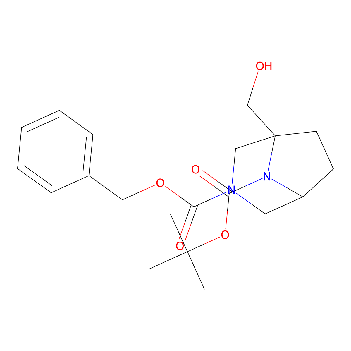 3-Benzyl 8-tert-butyl 1-(hydroxymethyl)-3,8-diazabicyclo[3.2.1]octane-3,8-dicarboxylate molecular structure, CAS 1251016-26-8