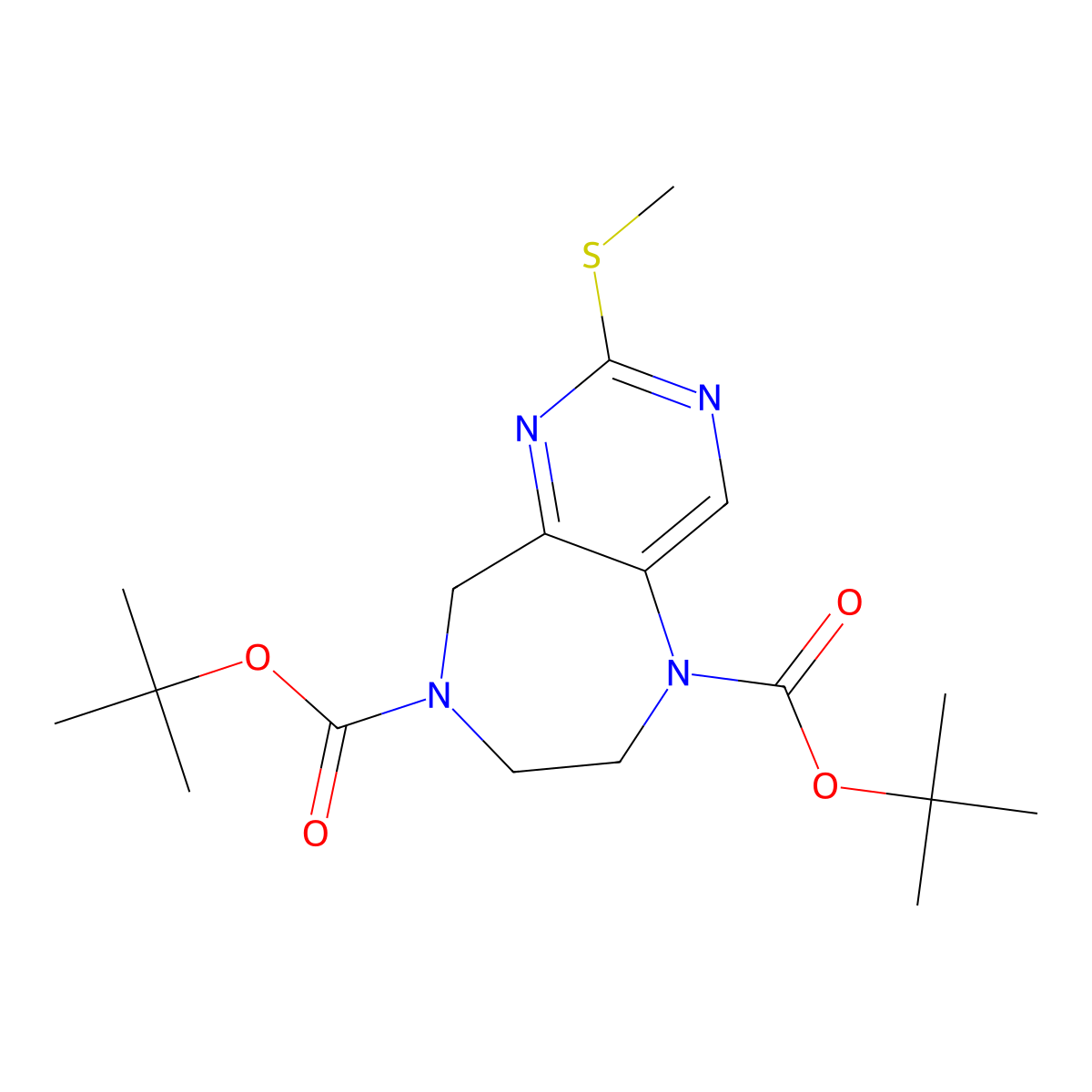 2-Methylsulfanyl-6,7-Dihydro-9H-Pyrimido[5,4-E][1,4]Diazepine-5,8-Dicarboxylic Acid Di-Tert-Butyl Ester molecular structure, CAS 1251017-28-3