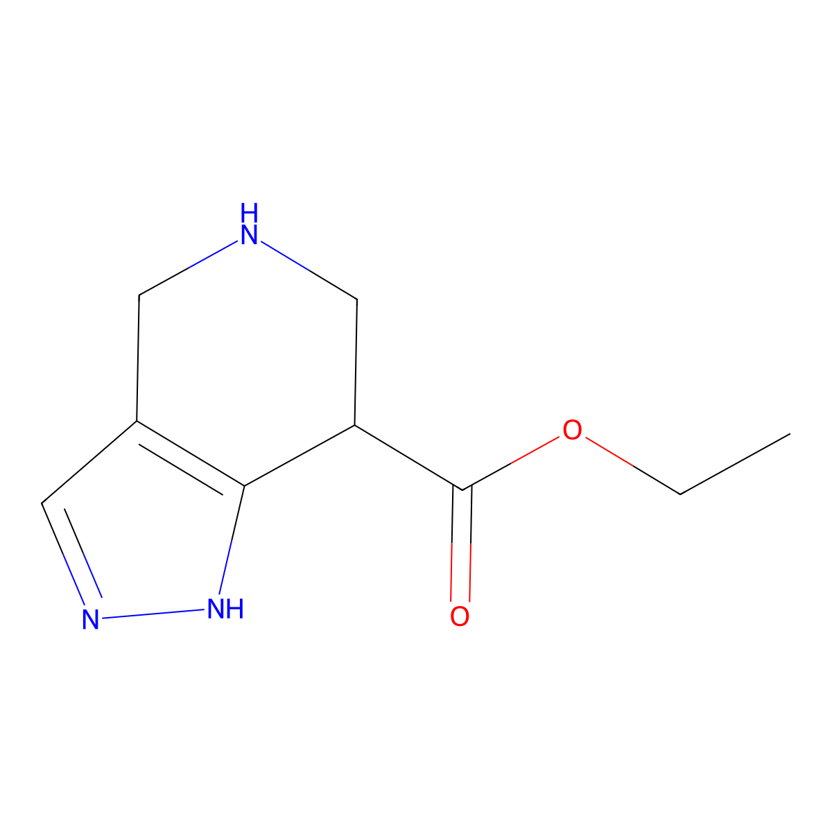 ethyl 1H,4H,5H,6H,7H-pyrazolo[4,3-c]pyridine-7-carboxylate molecular structure, CAS 1251018-37-7