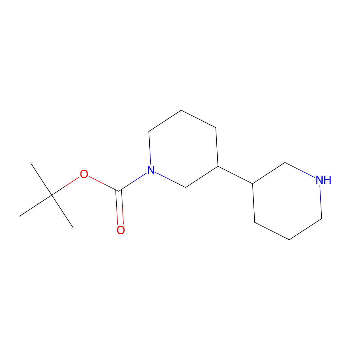 Tert-butyl 3-(piperidin-3-yl)piperidine-1-carboxylate molecular structure, CAS 1251018-66-2