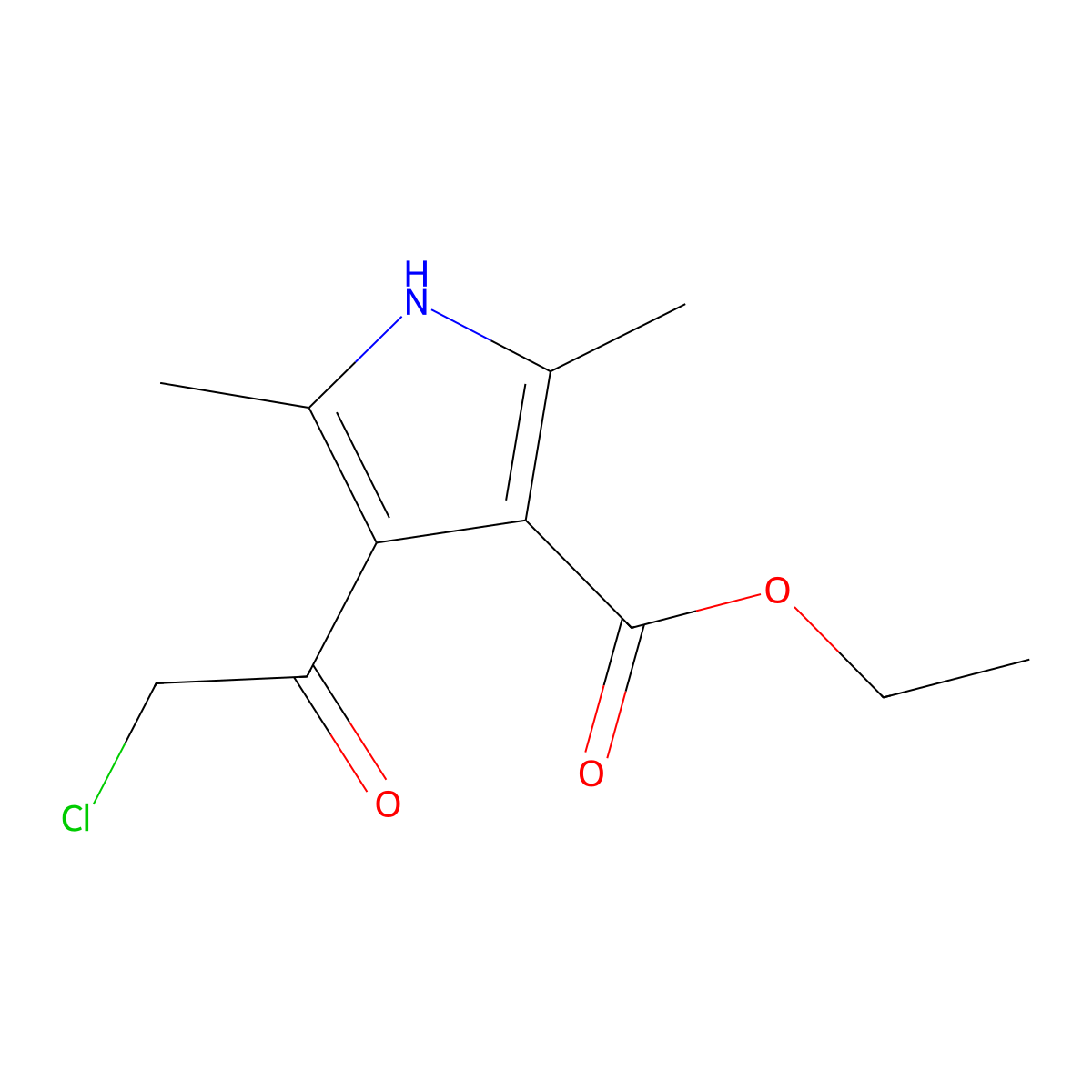 ethyl 4-(2-chloroacetyl)-2,5-dimethyl-1H-pyrrole-3-carboxylate molecular structure, CAS 125102-42-3