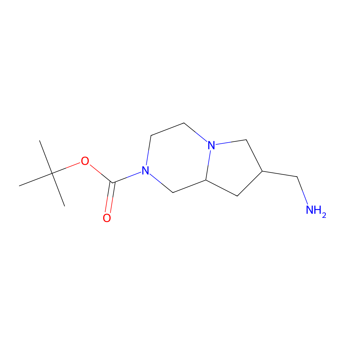 tert-butyl7-(aminomethyl)hexahydropyrrolo[1,2-a]pyrazine-2(1H)-carboxylate molecular structure, CAS 1251020-24-2