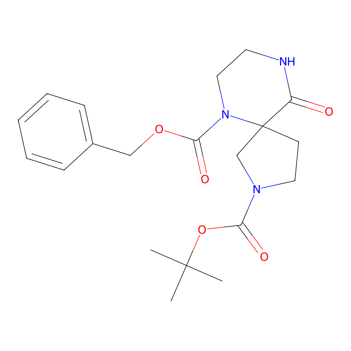 6-Benzyl 2-tert-butyl 10-oxo-2,6,9-triazaspiro[4.5]decane-2,6-dicarboxylate molecular structure, CAS 1251020-61-7