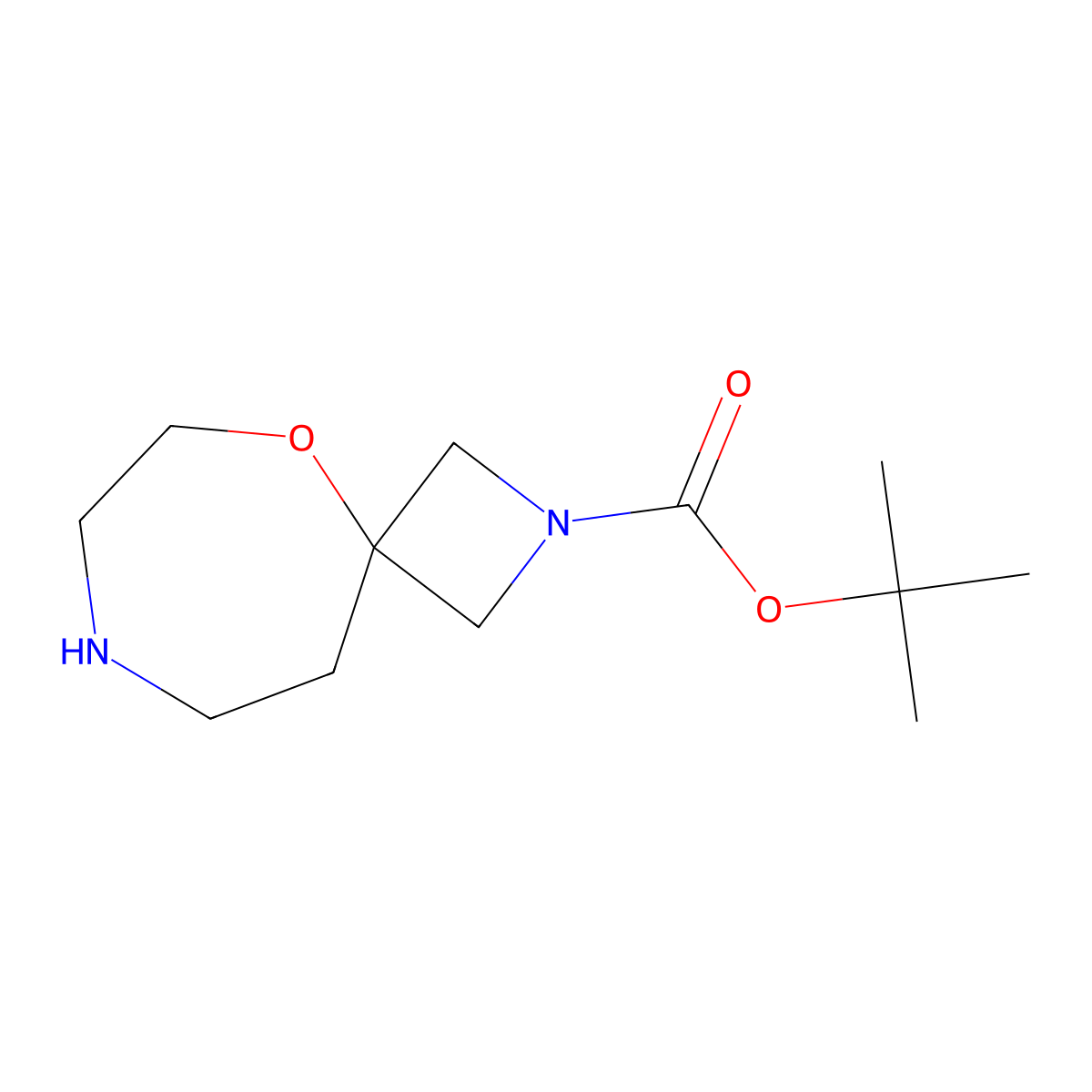 Tert-butyl 5-oxa-2,8-diazaspiro[3.6]decane-2-carboxylate molecular structure, CAS 1251020-77-5