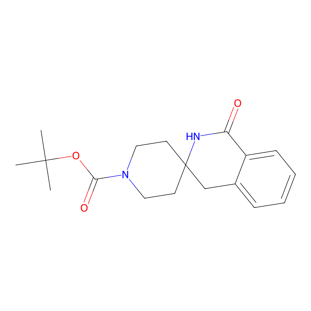 Tert-butyl 1-oxospiro[2,4-dihydroisoquinoline-3,4'-piperidine]-1'-carboxylate molecular structure, CAS 1251021-44-9