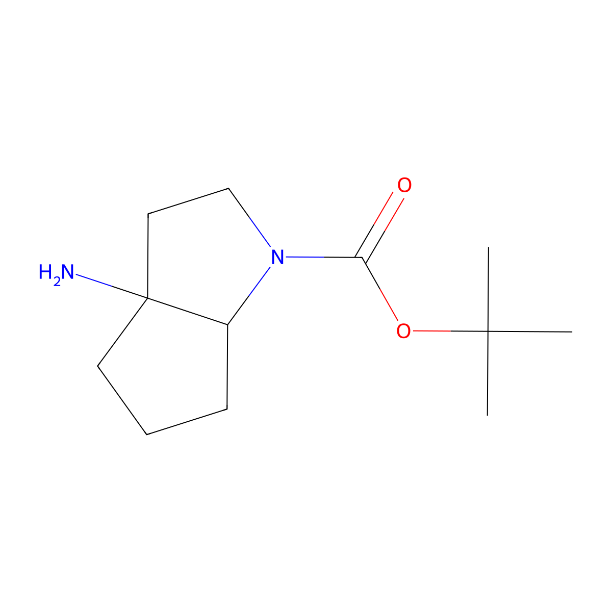 rac-tert-butyl (3aR,6aS)-3a-amino-octahydrocyclopenta[b]pyrrole-1-carboxylate molecular structure, CAS 1251021-47-2