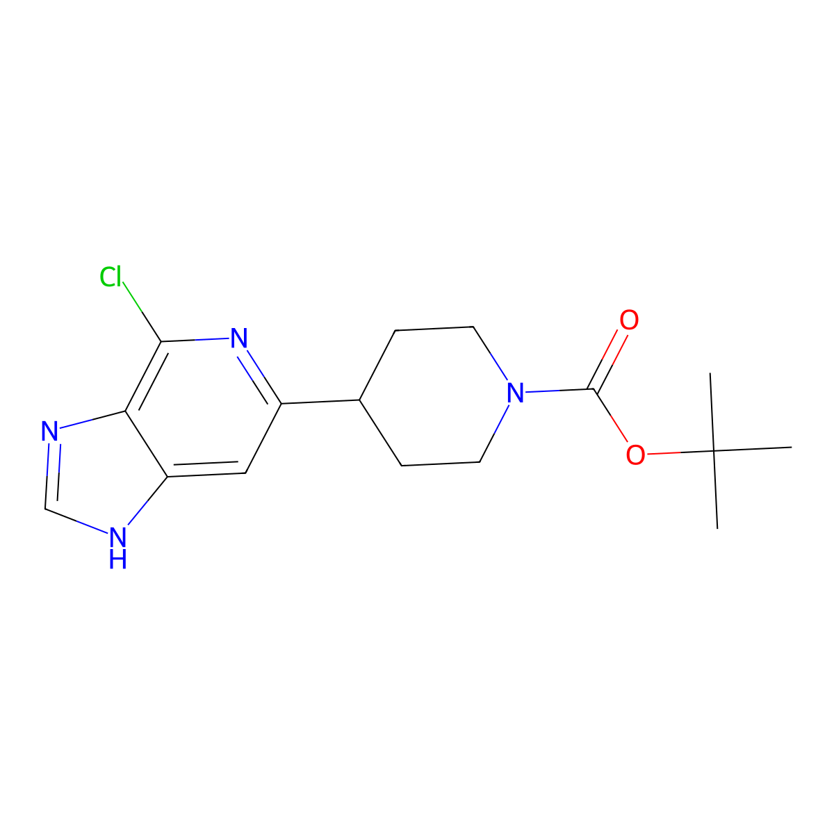 Tert-butyl 4-(4-chloro-1H-imidazo[4,5-C]pyridin-6-YL)piperidine-1-carboxylate molecular structure, CAS 1251021-83-6