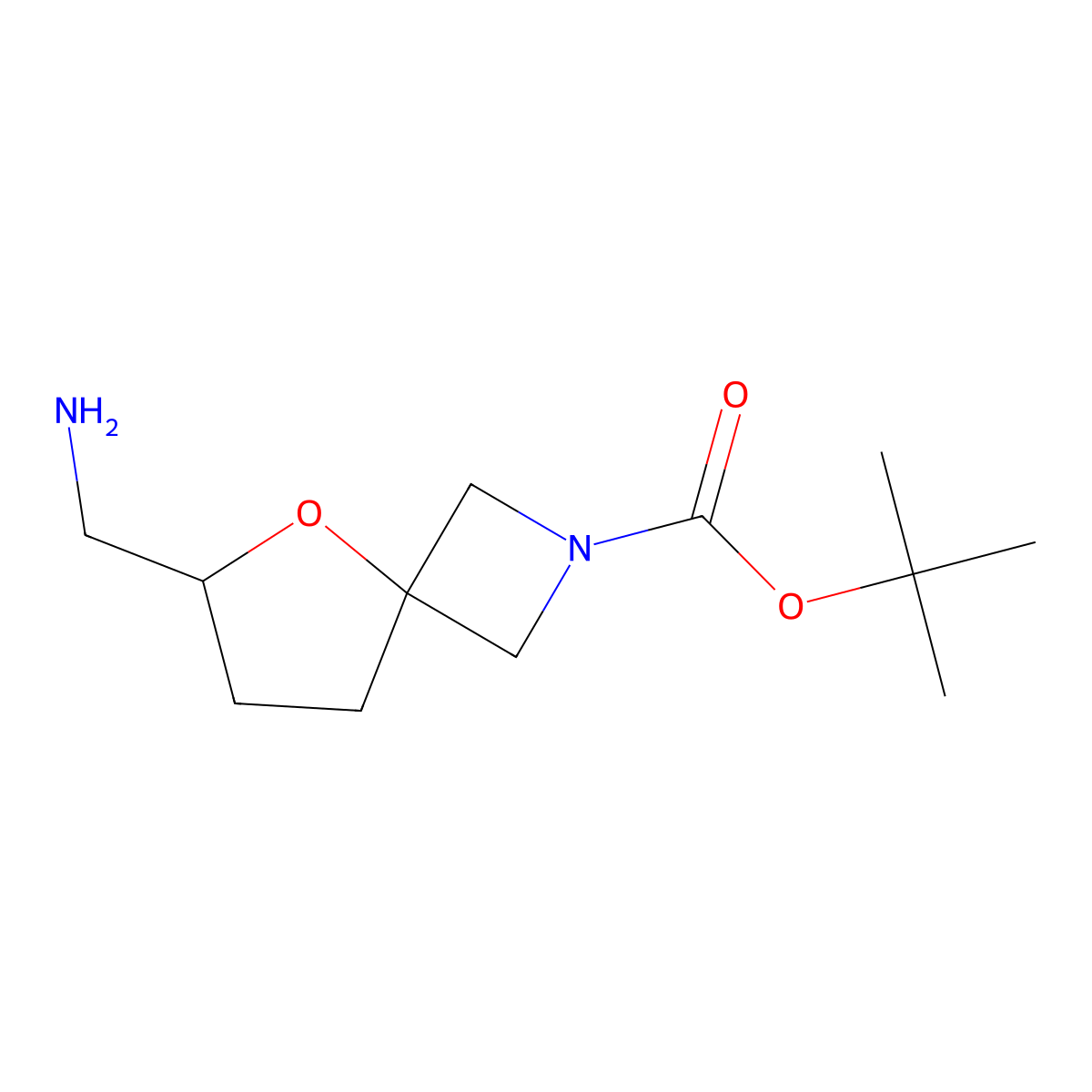 Tert-butyl 6-(aminomethyl)-5-oxa-2-azaspiro[3.4]octane-2-carboxylate molecular structure, CAS 1251022-86-2