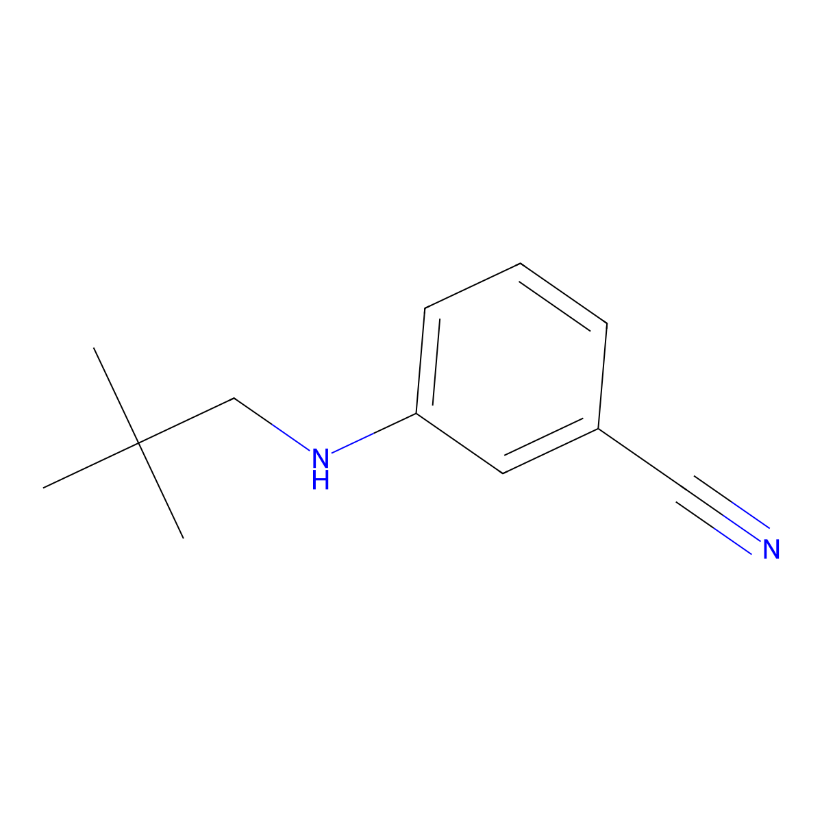 3-[(2,2-Dimethylpropyl)amino]benzonitrile molecular structure, CAS 1251026-50-2