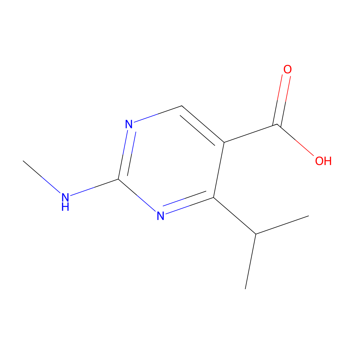 2-(Methylamino)-4-(propan-2-yl)pyrimidine-5-carboxylic acid molecular structure, CAS 1251029-01-2