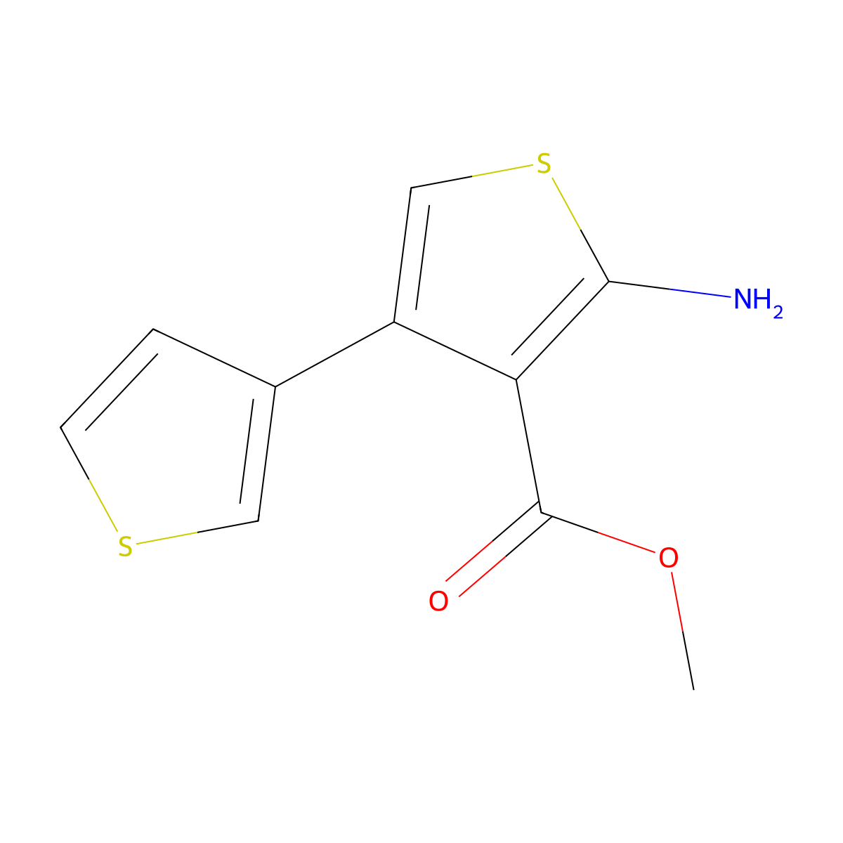 Methyl 2-amino-4-(thiophen-3-yl)thiophene-3-carboxylate molecular structure, CAS 1251029-37-4