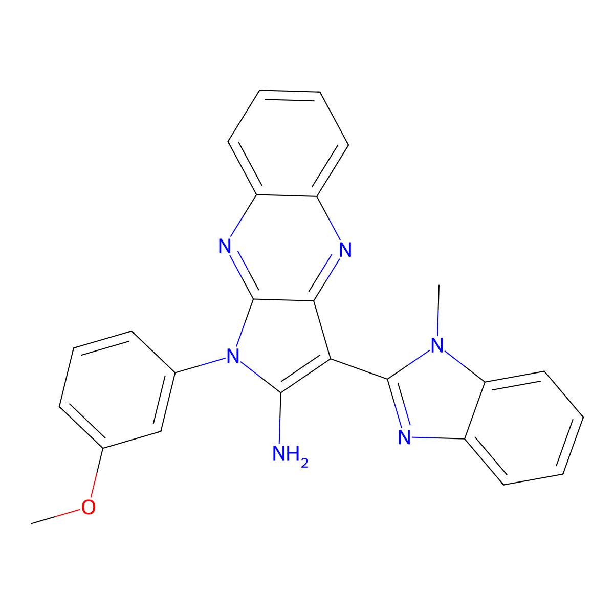 1-(3-Methoxyphenyl)-3-(1-methylbenzimidazol-2-yl)pyrrolo[3,2-b]quinoxalin-2-amine molecular structure, CAS 125103-28-8