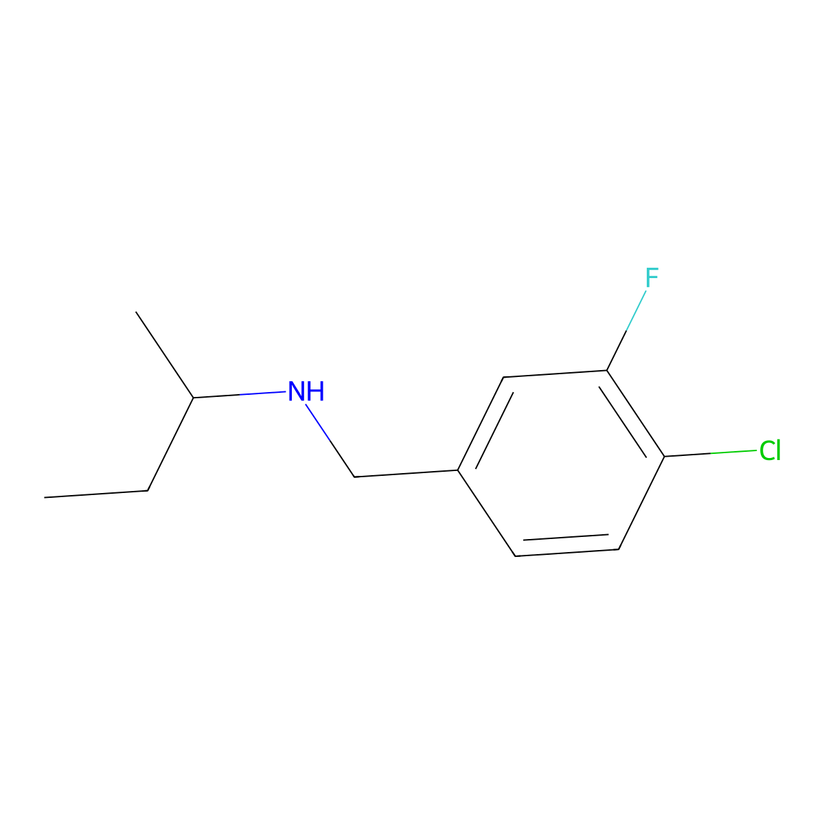 (Butan-2-yl)[(4-chloro-3-fluorophenyl)methyl]amine molecular structure, CAS 1251030-60-0
