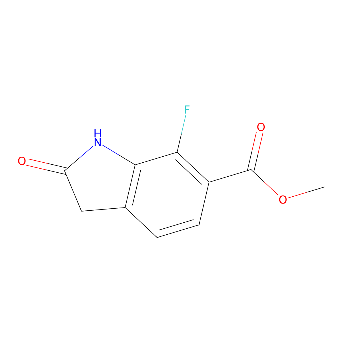 Methyl 7-fluoro-2-oxoindoline-6-carboxylate molecular structure, CAS 1251032-66-2
