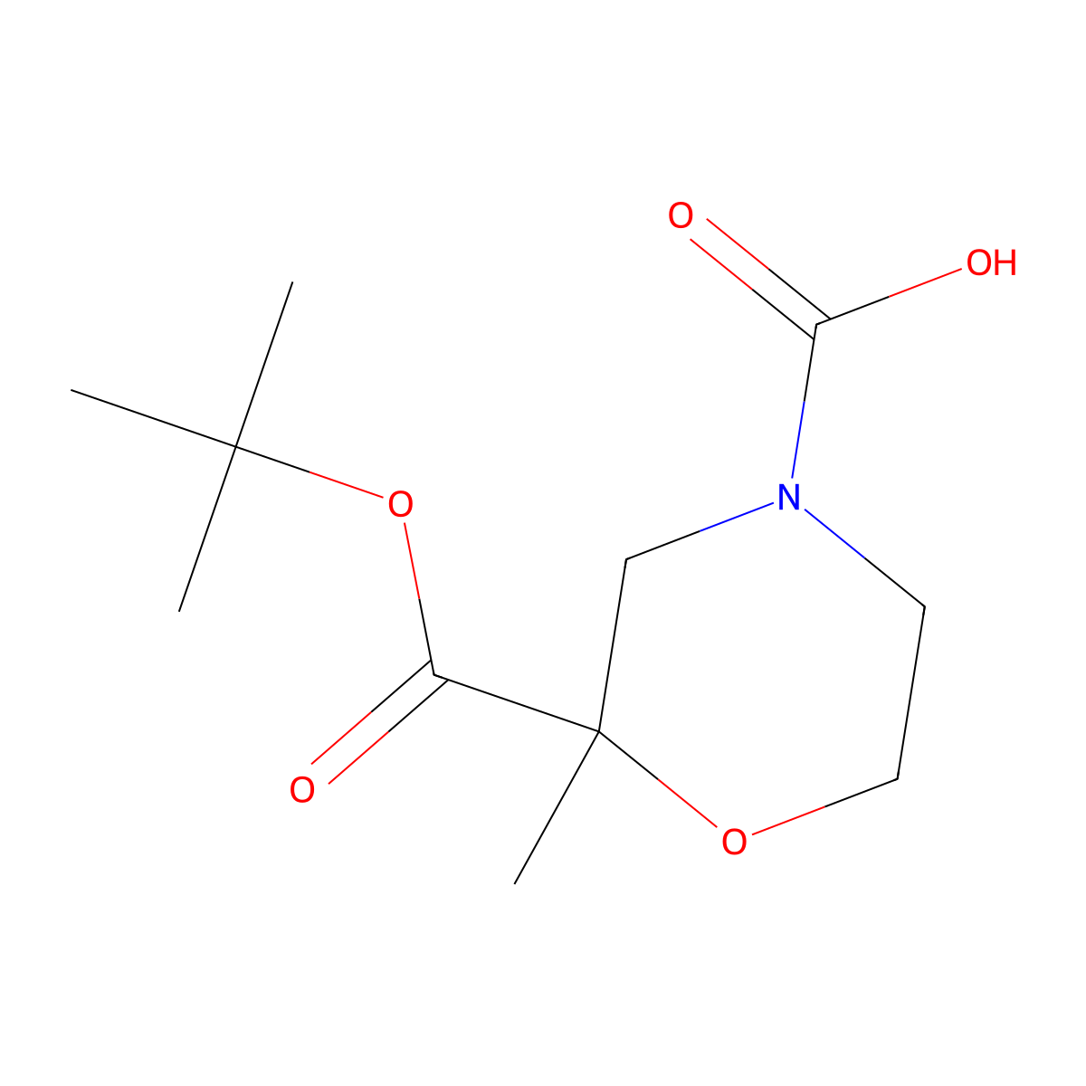 2-[(Tert-butoxy)carbonyl]-2-methylmorpholine-4-carboxylic acid molecular structure, CAS 1251033-24-5