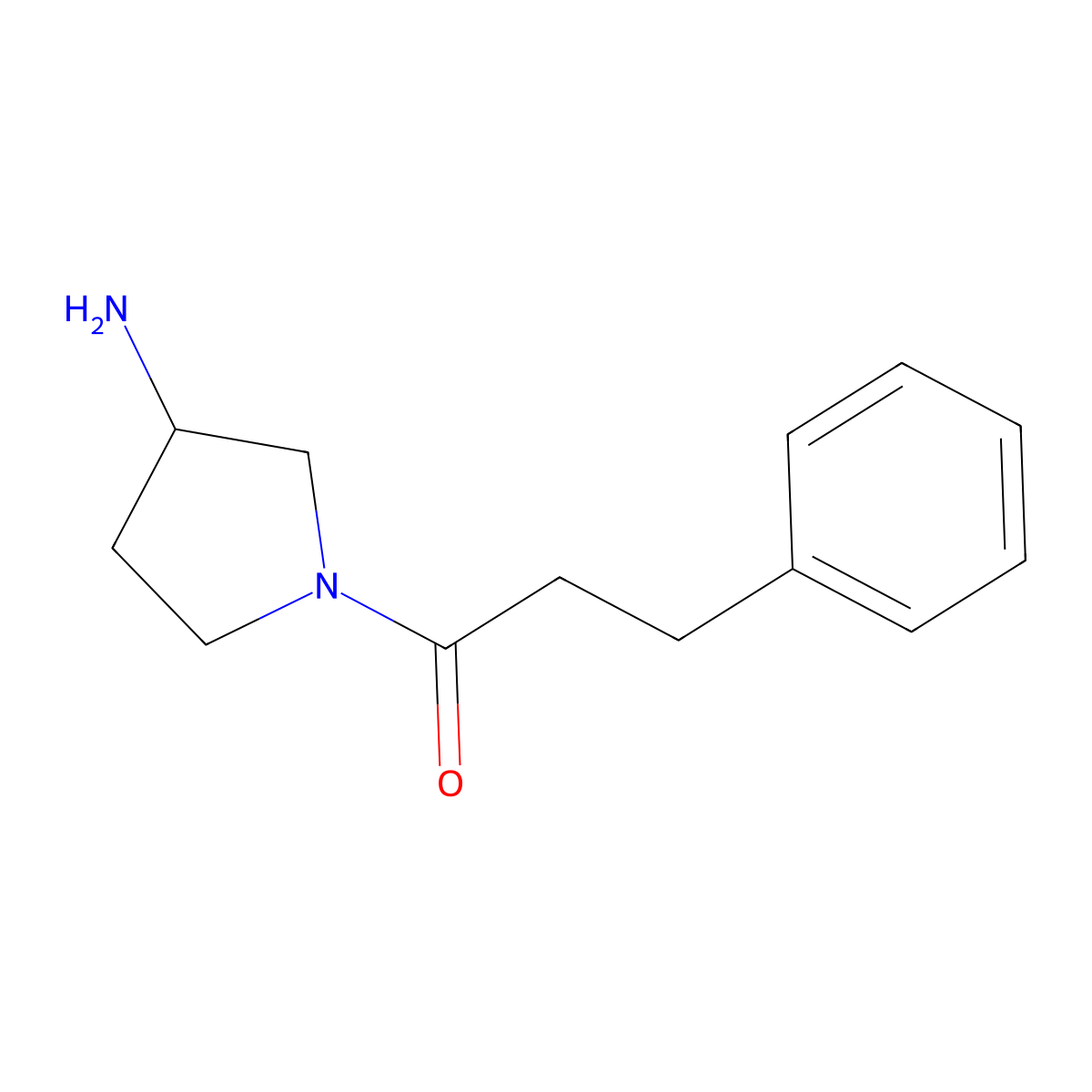 1-(3-Aminopyrrolidin-1-yl)-3-phenylpropan-1-one molecular structure, CAS 1251034-01-1