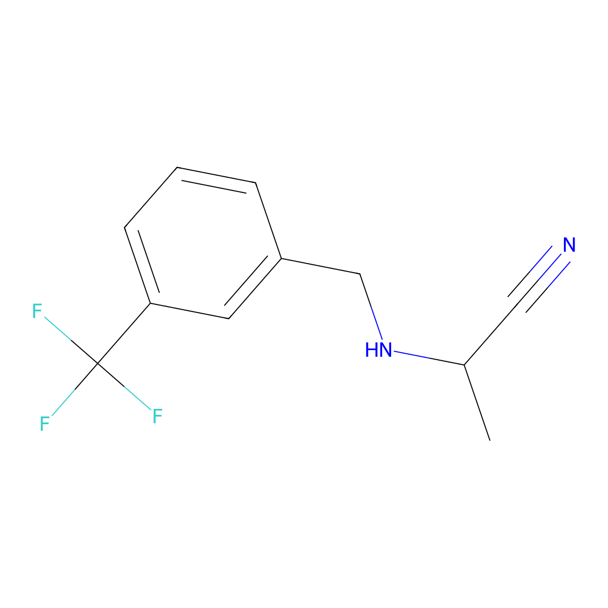 2-({[3-(Trifluoromethyl)phenyl]methyl}amino)propanenitrile molecular structure, CAS 1251038-13-7