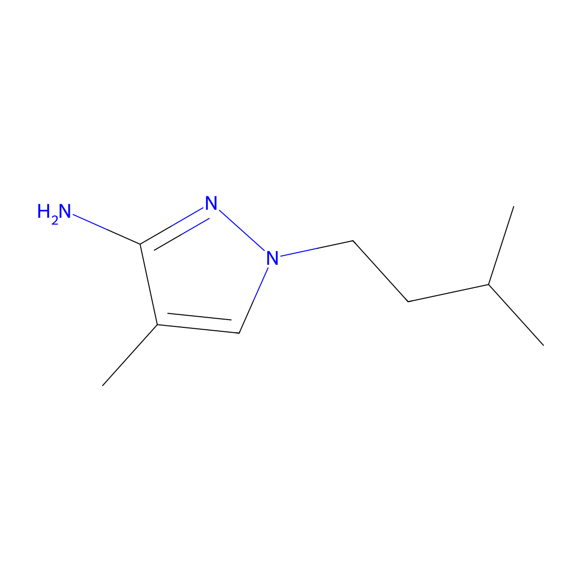 4-methyl-1-(3-methylbutyl)-1H-pyrazol-3-amine molecular structure, CAS 1251038-19-3