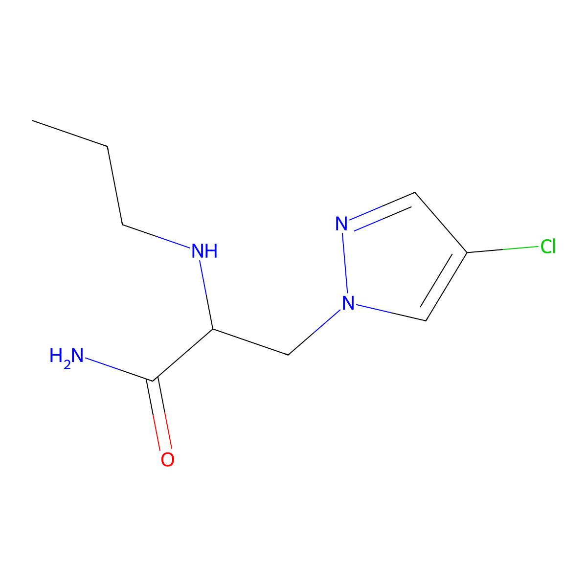 3-(4-Chloro-1h-pyrazol-1-yl)-2-(propylamino)propanamide molecular structure, CAS 1251038-61-5