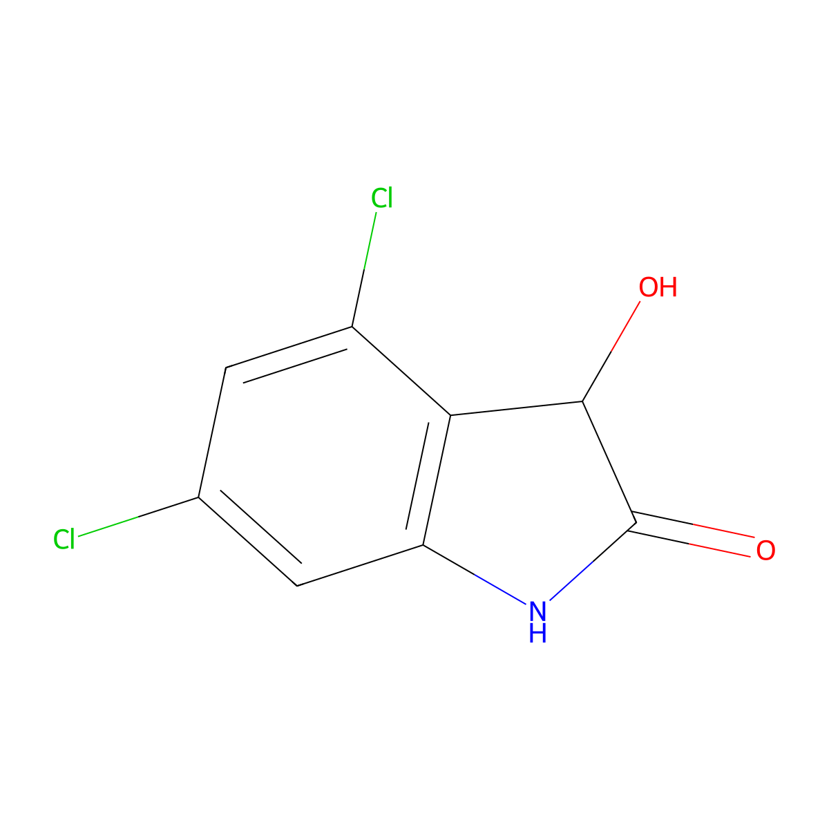 4,6-Dichloro-3-hydroxy-2,3-dihydro-1H-indol-2-one molecular structure, CAS 1251038-62-6