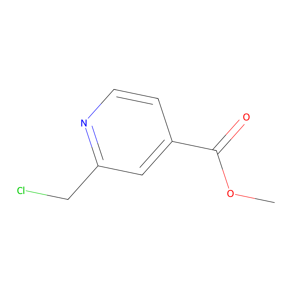 Methyl 2-(chloromethyl)-4-pyridinecarboxylate molecular structure, CAS 125104-36-1