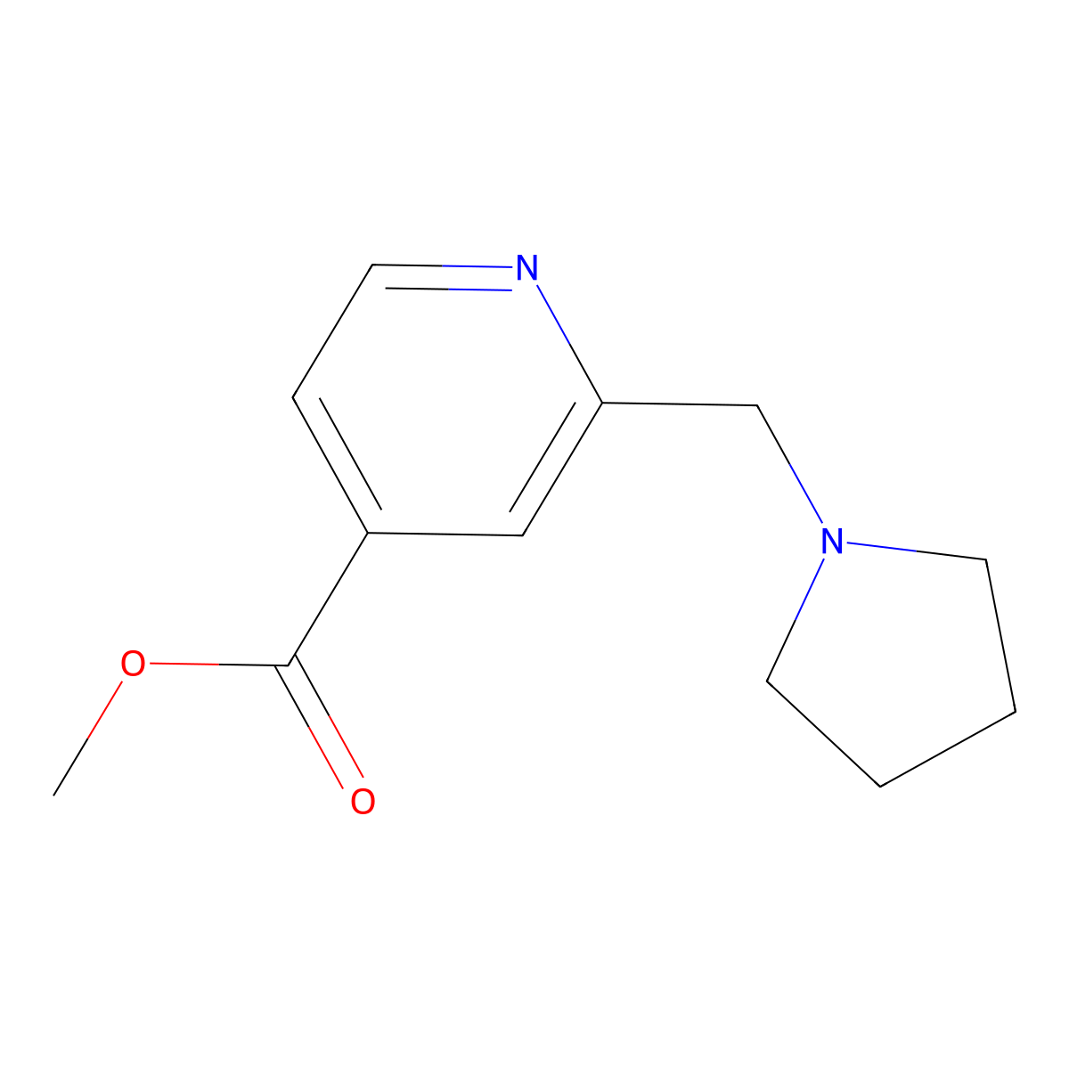 Methyl 2-(pyrrolidin-1-ylmethyl)isonicotinate molecular structure, CAS 125104-37-2