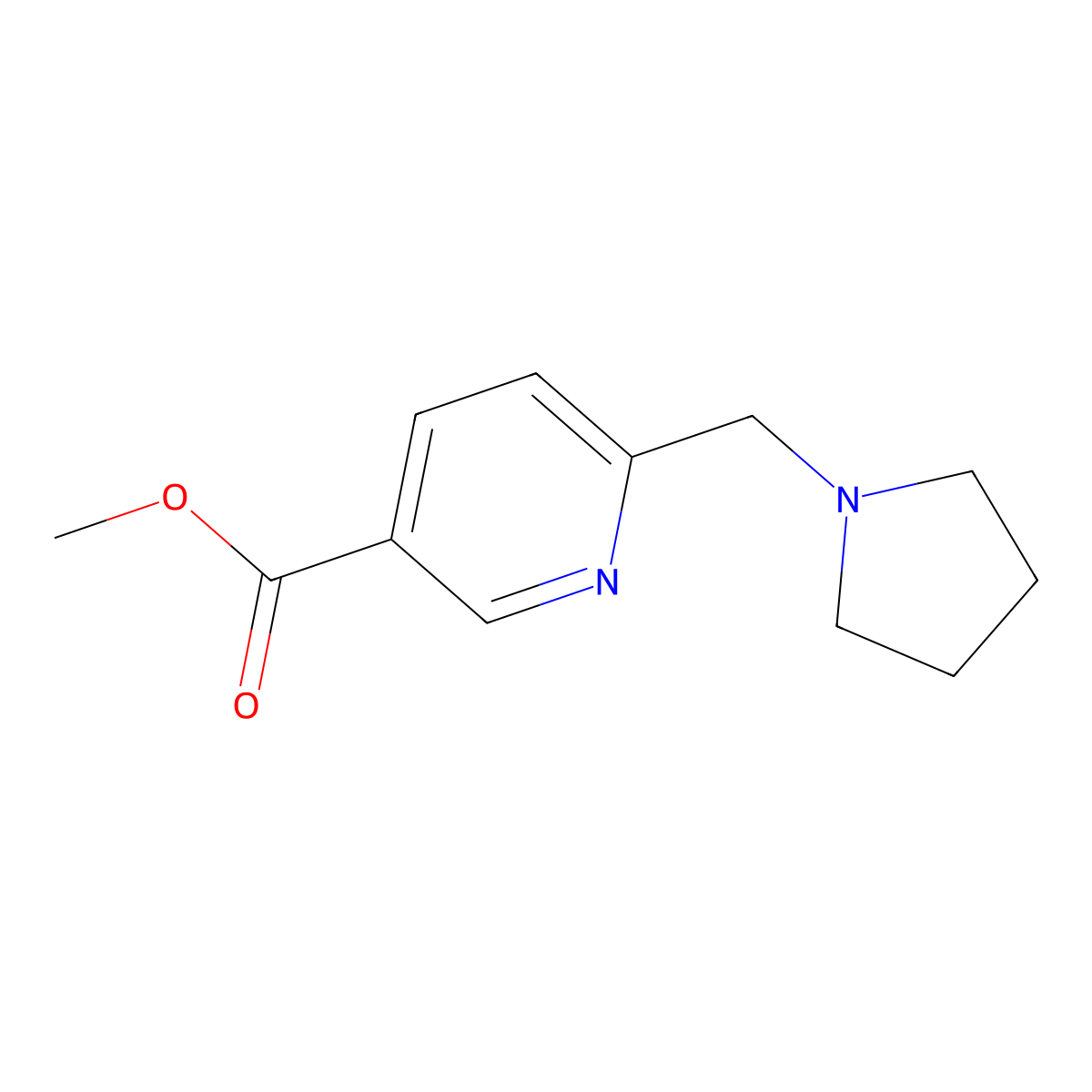 Methyl 6-(pyrrolidin-1-ylmethyl)nicotinate molecular structure, CAS 125104-82-7