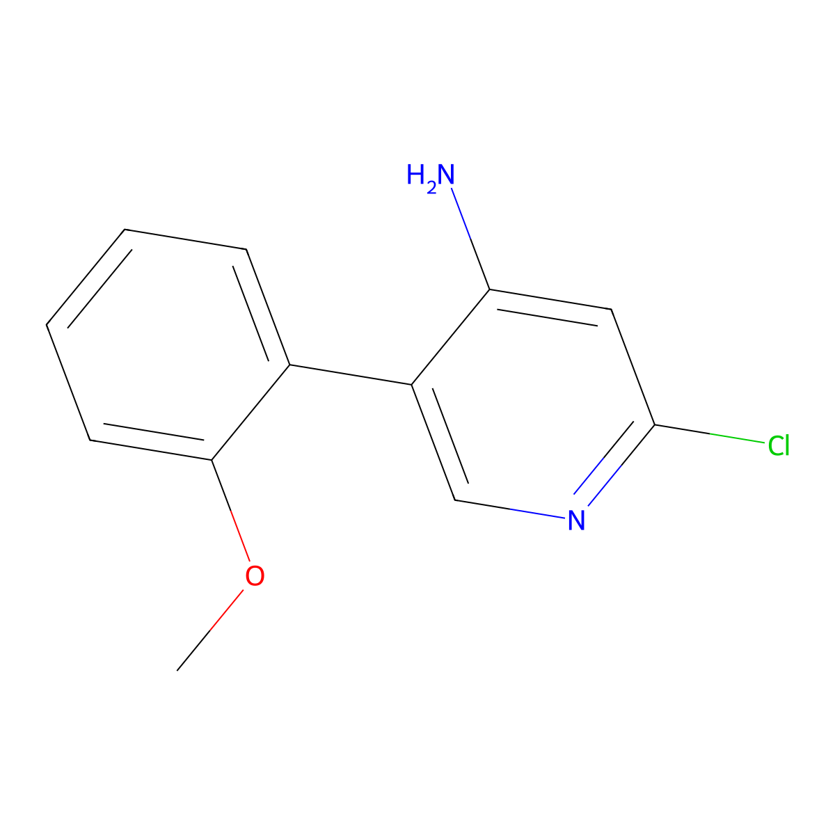 2-Chloro-5-(2-methoxyphenyl)pyridin-4-amine molecular structure, CAS 1251041-52-7