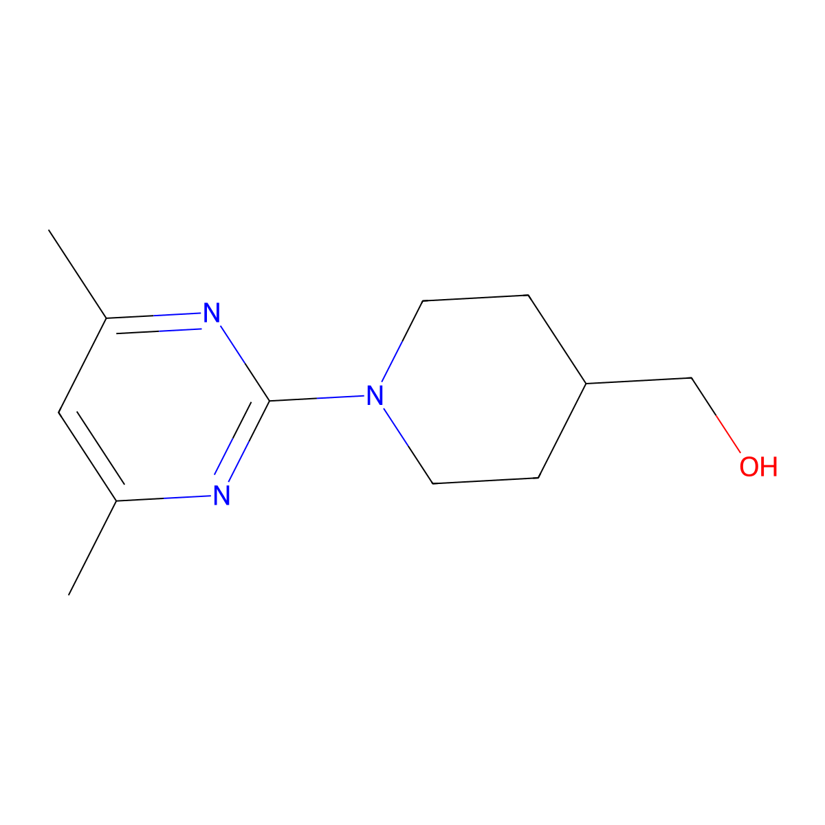 (1-(4,6-Dimethylpyrimidin-2-yl)piperidin-4-yl)methanol molecular structure, CAS 1251043-21-6