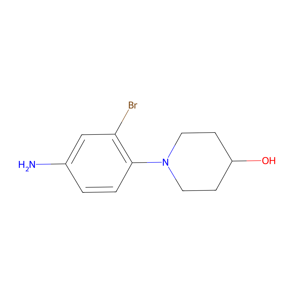 1-(4-Amino-2-bromophenyl)piperidin-4-ol molecular structure, CAS 1251049-23-6