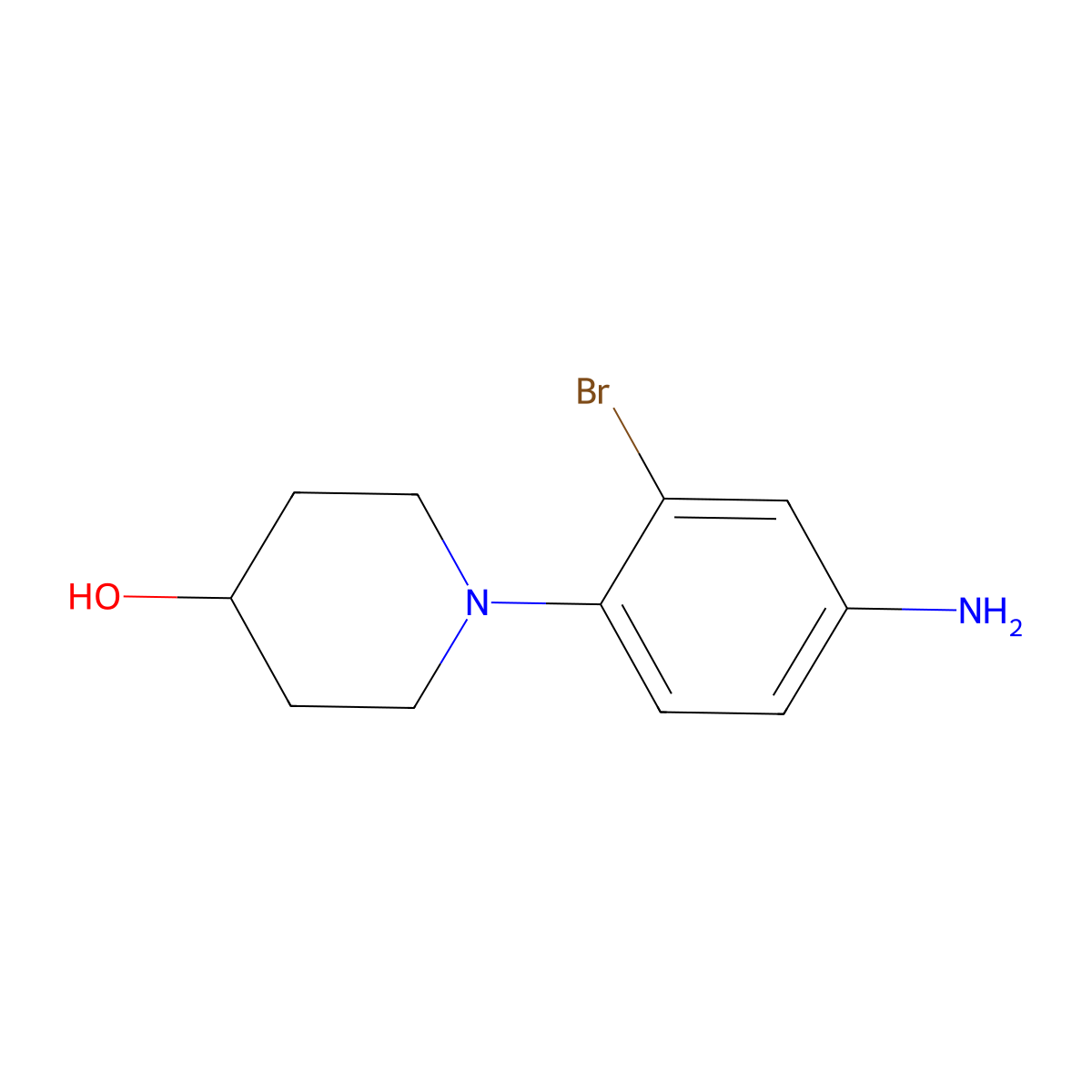 1-(4-Amino-2-bromophenyl)piperidin-4-ol molecular structure, CAS 1251049-23-6