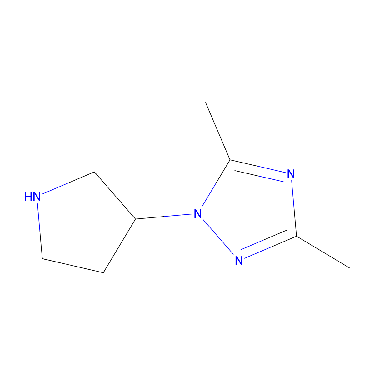 3,5-Dimethyl-1-(pyrrolidin-3-YL)-1H-1,2,4-triazole molecular structure, CAS 1251049-80-5