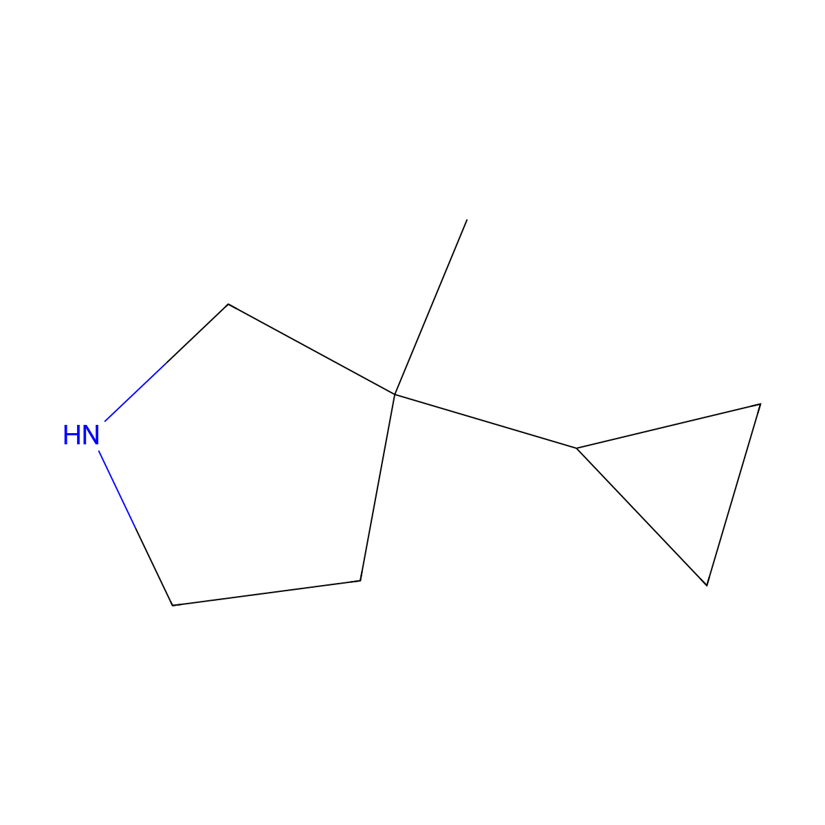 3-Cyclopropyl-3-methylpyrrolidine molecular structure, CAS 1251055-56-7